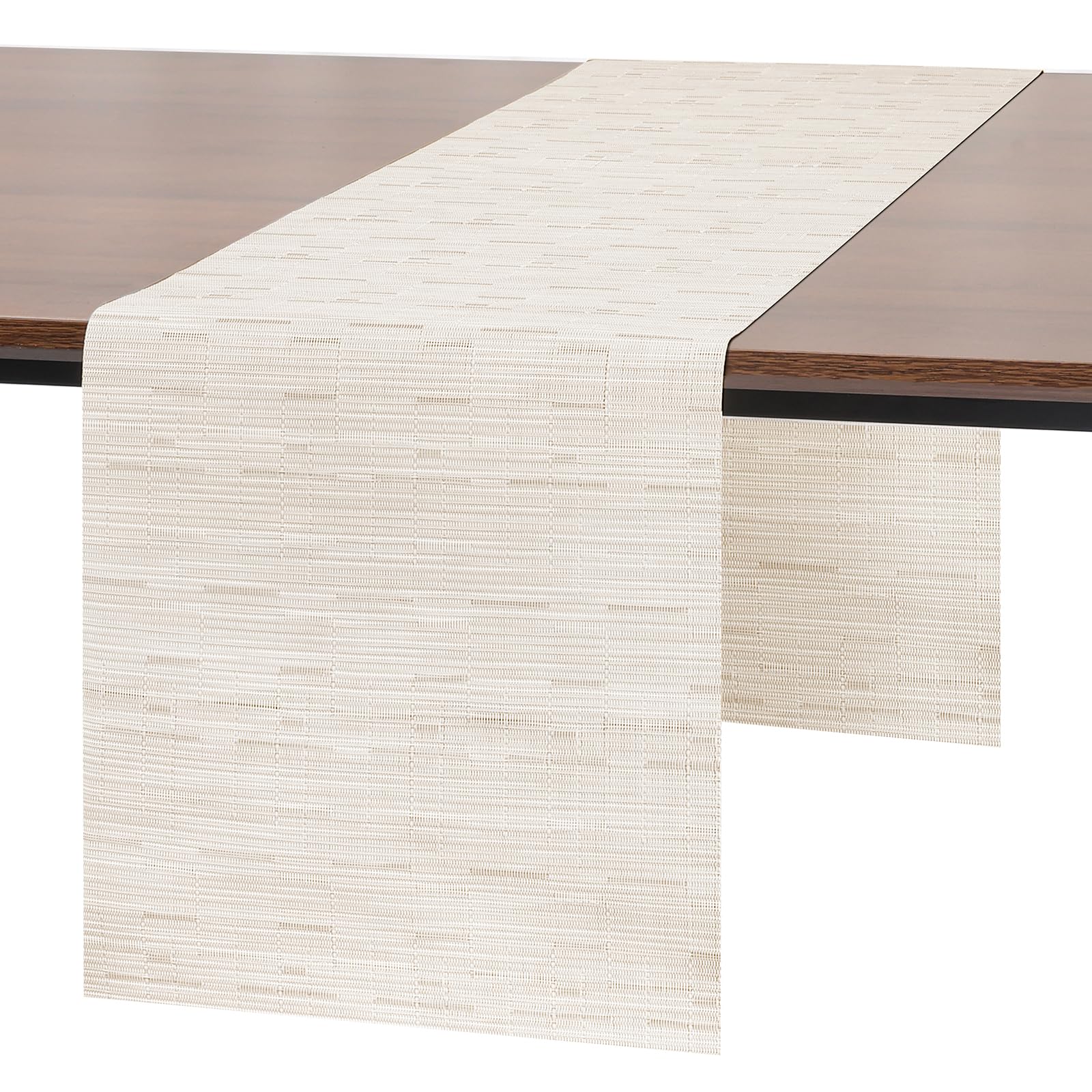 Photo 1 of Myir JUN Table Runner, Vinyl Table Runner Indoor Arbitrarily Cropped Runner for Table Heatproof for Home Party (B-White, 15 x 94 inch)
