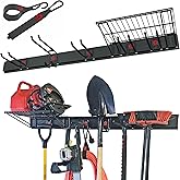 RACK-ON Revelation Rack | Heavy Duty Wall-Mount Tool Organizer with Steel Shelf + 5 Hooks | Adjustable 48” (122cm), 500lb Cap
