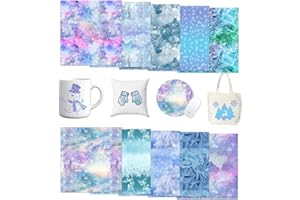 Tintnut Snow Pattern Sublimation Ink Transfer Sheets - 10 Sheets 12"x10"Blue Sublimation Snowflake Transfer Paper Bundle for DIY Mugs, Tumblers, Key Chain, T-Shirts