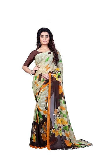 Anand Sarees Georgette Saree With Blouse Piece (1343_Multi-coloured_One Size)