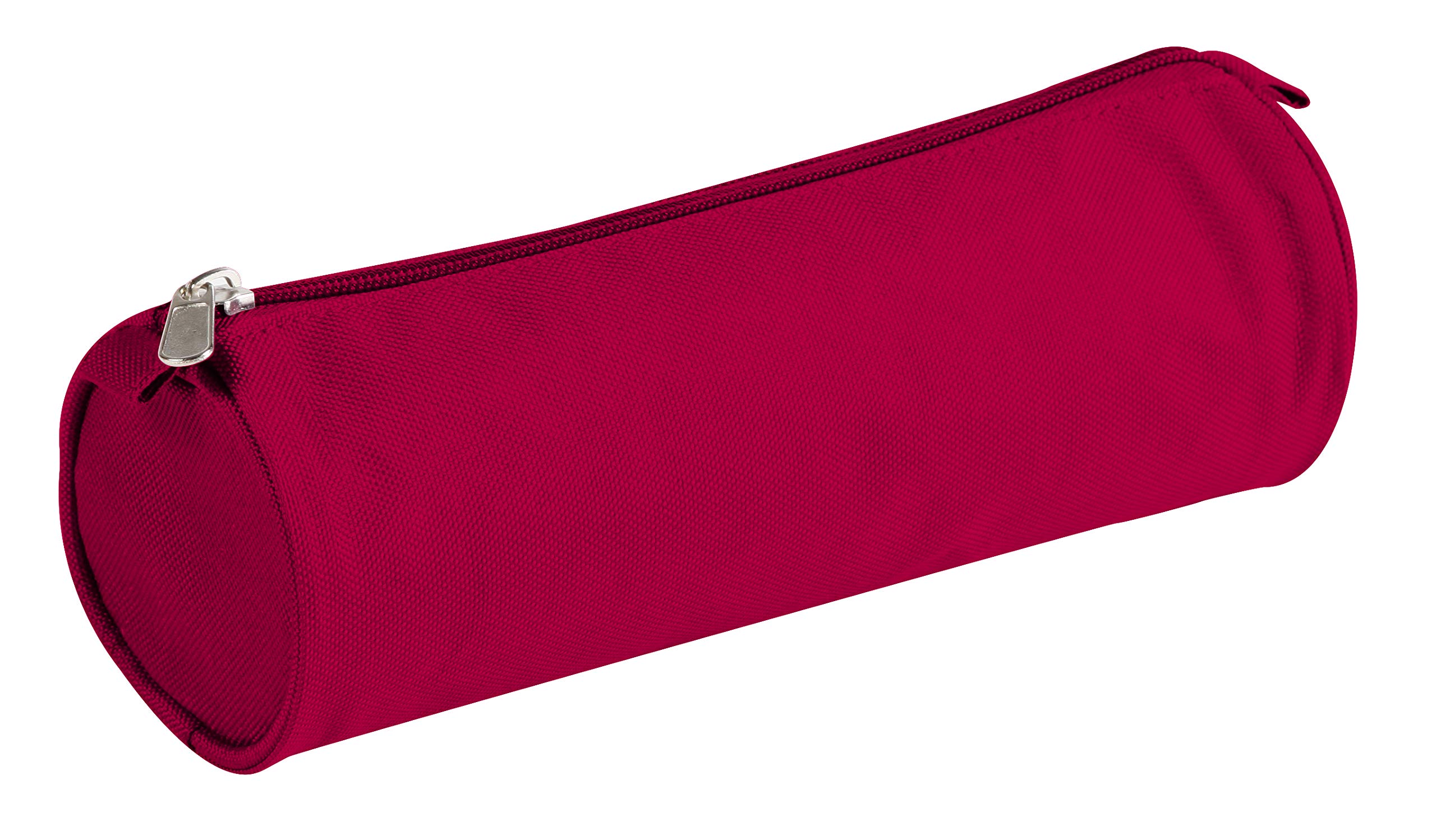 Clairefontaine 8112C - One Large Round Basic School Pencil Case with Zipper - Dimensions: Ø7x22 cm - Red Colour - Practical - Spacious - Organisational