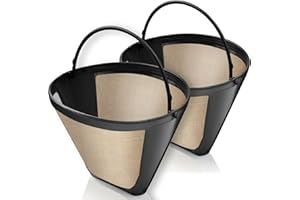 GoodCups 2-Pack Reusable #4 Cone Coffee Filters for Cuisinart 10–14 Cup Brewers (DCC-3200, DCC-1200, DCC-3400) & Ninja Coffee Makers, Stainless Steel Mesh, Permanent, Dishwasher-Safe