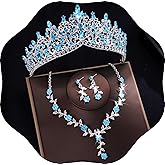 Kamirola Tiaras and Crowns for Women,3-pack Tiaras Earrings Necklace, Crystal Bridal Jewelry Set, Costume Party Halloween Prom Pageant Jewelry for Women(TR46)