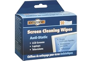 emzone | Screen Cleaning Wipes | LINT Free + Anti-Static | 50 Individually Wrapped Wipes | Perfect for laptops, Tablets, Comp