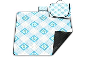 POEDIST Extra Large Picnic Blanket Waterproof,80"x 80"Foldable Machine Washable Beach Blanket,Outdoor Blanket for 6-8 Adults,Suitable for Indoor Crawling,Park Beach,Camping,Hiking,Family Travel(Cute Blue)