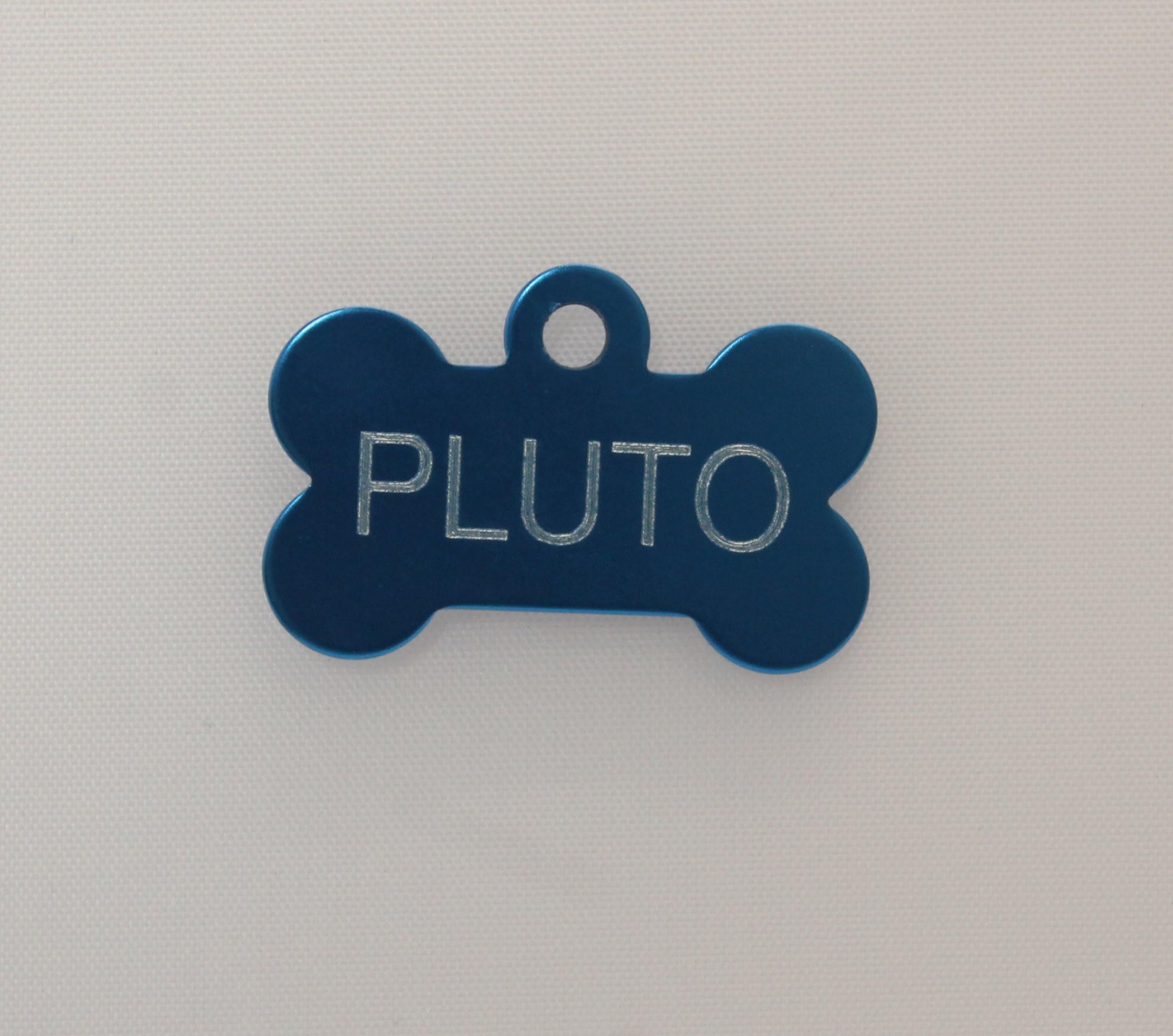 RS PETS Pet ID Tag - Bone Shaped Double Sided Engraved Tag - 20mm / 32mm 4 Colours (BLUE)