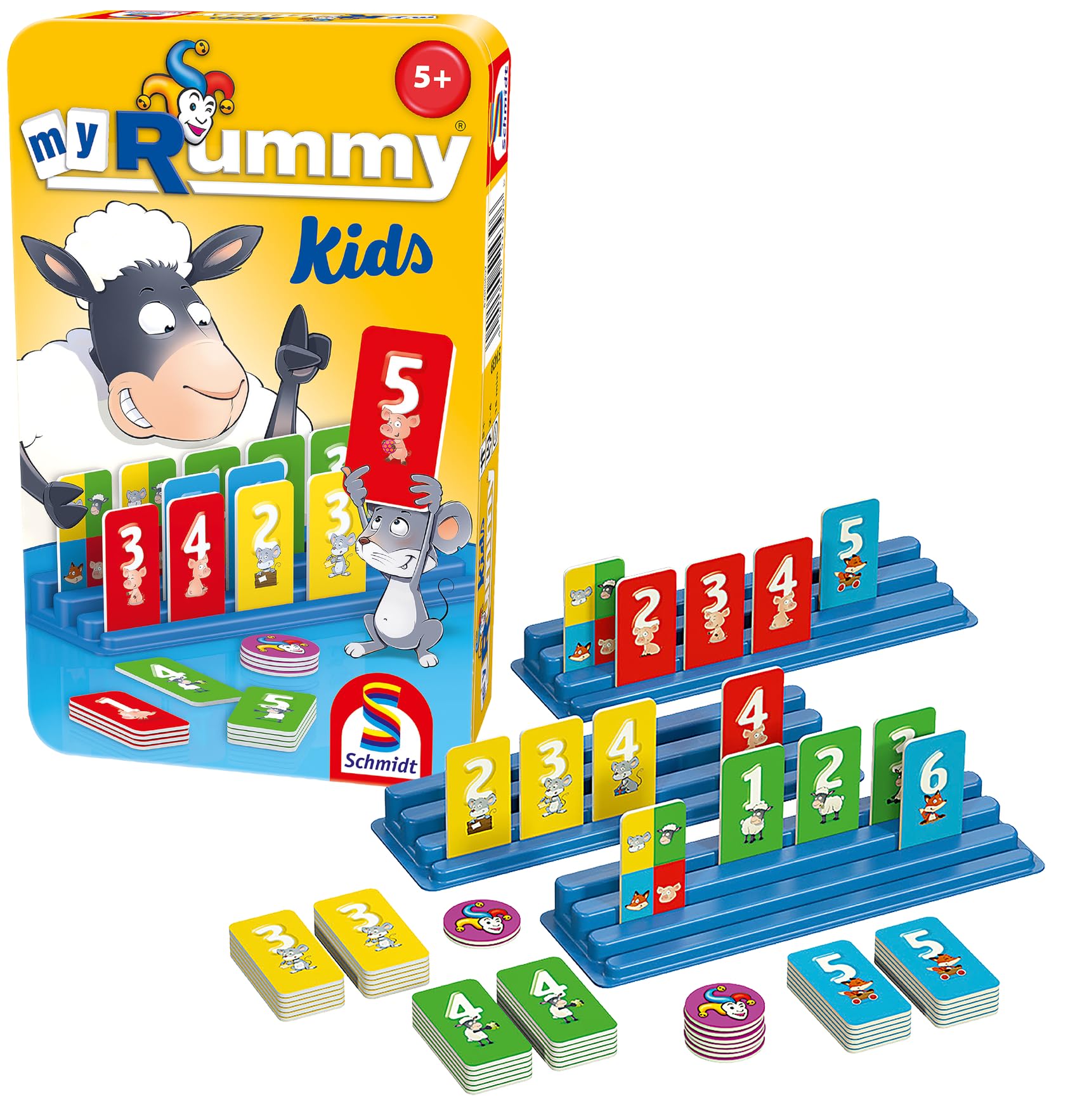Schmidt Spiele 51439 MyRummy Kids, Bring Me with Game in a Metal Tin, Colourful