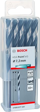 Bosch 10-piece PointTeQ HSS Twist Drill Bit Metal 7.3 x 69 x 109 mm