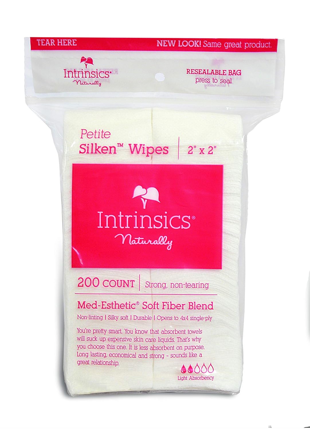 Intrinsics Petite Silken Wipes - 2"x2", 4-ply Blend of Soft Fibers, 200 Count: Beauty