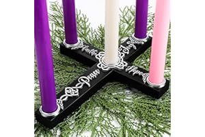 Nitial Christmas Advent Candle Holder Wood Nativity Candle Holder with Metal Celtic Knot for Xmas Candles Centerpiece Decorations Religious Gift (Classic)
