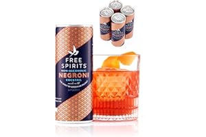 THE FREE SPIRITS COMPANY Free Spirits Negroni - Non-Alcoholic Cocktail - Mixed Ready To Drink Mocktail - Low Sugar, Real Fruit Juice, B-Vitamins - Bittersweet - 8.4 fl oz Cans (4 Pack)