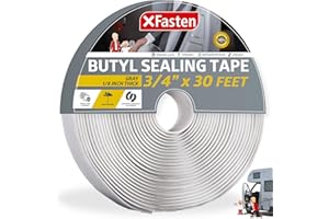 XFasten Butyl Putty Tape, Gray, 1/8-Inch x 3/4-Inch x 30-Foot, Heavy Duty and Leak Proof Rubber Putty Tape for RV Repair, Win