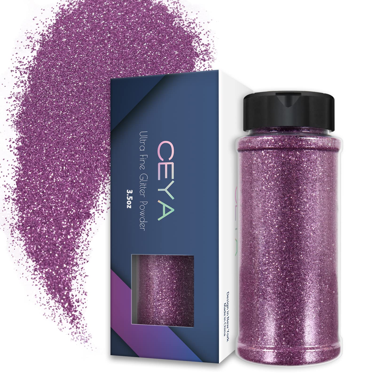 Ceya 3.5oz/ 100g Ultra Fine Glitter Powder Pink Mauve Glitter 1/128” 0.008” 0.2mm for Slime Epoxy Resin Craft Tumbler Jewelry Nail Art Festival Makeup Scrapbook Painting Wedding Cards