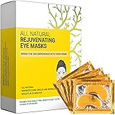 Under Eye Patches & Masks (18 Pairs) - All Natural Anti Aging Treatment for Bags, Puffiness, Wrinkles, & Dark Circles - 24K Gold, Collagen, Hyaluronic Acid, Hydrogel - Formulated in San Francisco