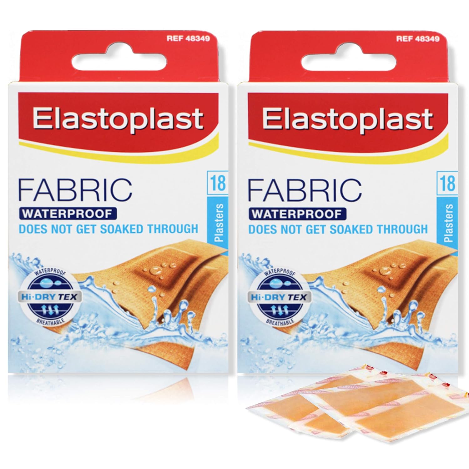 Elastoplast Double Pack of Waterproof Fabric Plaster Strips 2 x 18