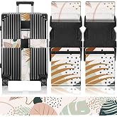 Slohif Luggage Straps for Suitcases Travel Belt Accessories Luggage Connector Identifiers Over Handle with Buckle Unique Boho Nylon Adjustable Strap for Sleeping Bag Car Seat Color Leaf (2 Pack)