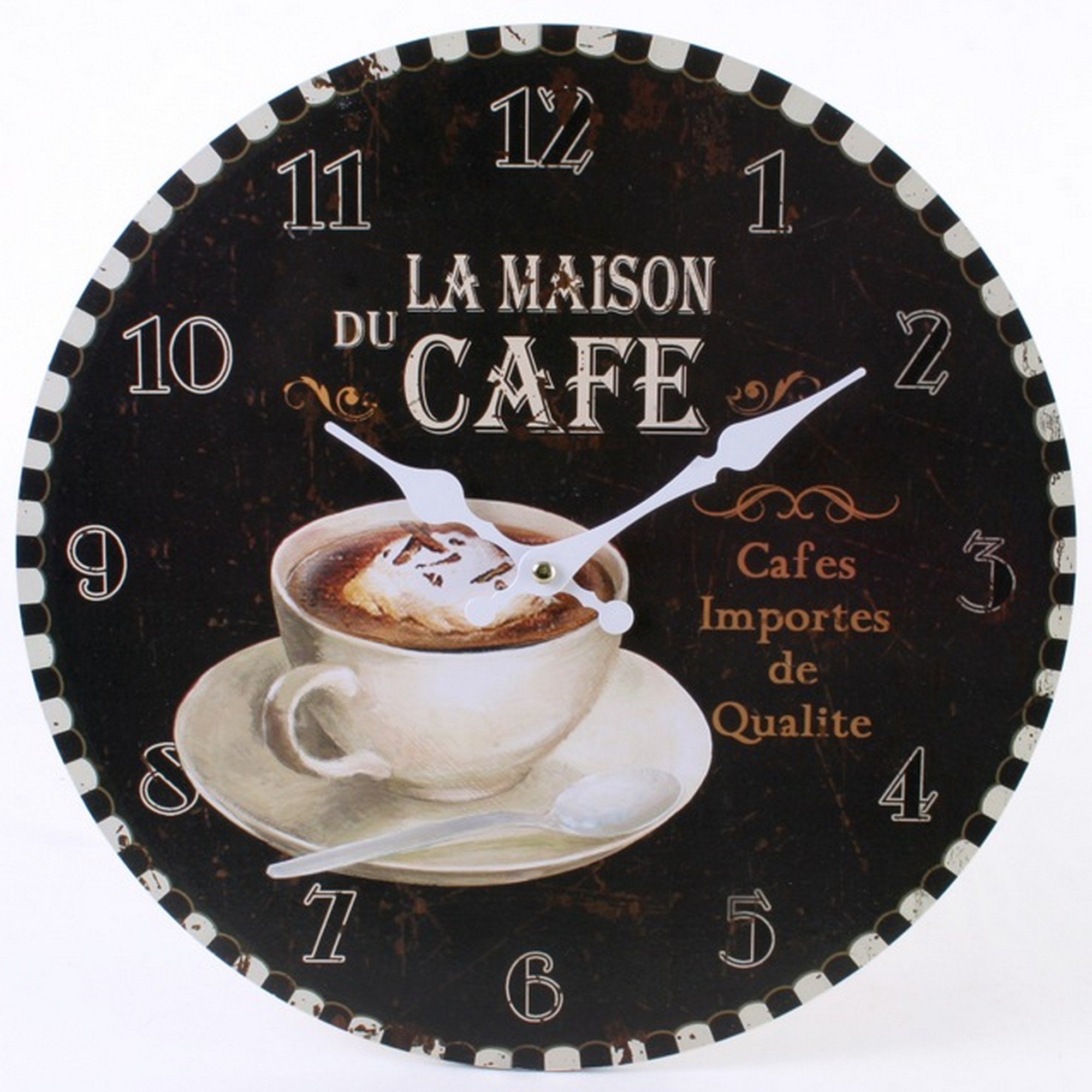 Something Different Rustic La Maison du Cafe Wall Clock 34 cm, MDF Multi-Colour, 1.5 x 34 x 34 cm