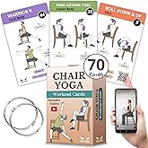 Chair Yoga for Seniors Over 60 – 70 Exercise Cards with Videos & Workout Plan – Includes 5-Week Challenge, Ebook, Chart & 2 Rings for Easy Organization – Weight Loss Guide for Women & Men