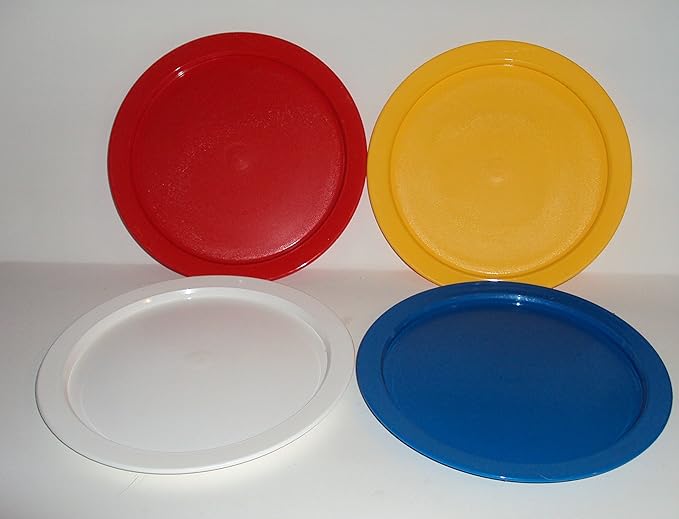 Tupperware Set of 4 Small Round Plates Primary Colors