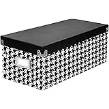 Snap-N-Store DVD Storage Box, 6" x 8.25" x 16.5", Holds up to 26 DVDs in Cases, Houndstooth (SNS03318)