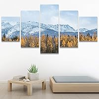 SIGNWIN 5 Panel Canvas Wall Art Modern Art Expressive Farmhouse/Country Landscape Mountain Top Multicolor Photography for Home Decorations Ready to Hang - 60