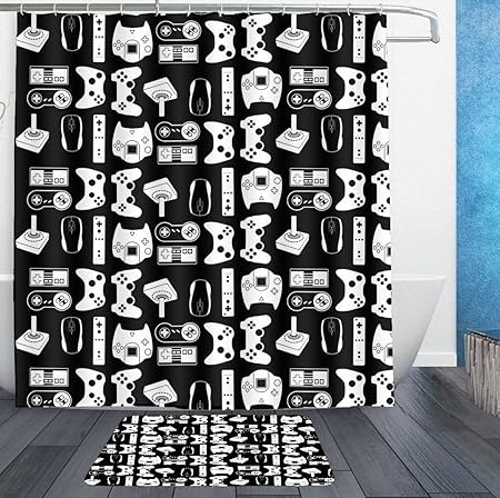 Homestores Video Game Weapon Funny Gamer Shower Curtain Liner With