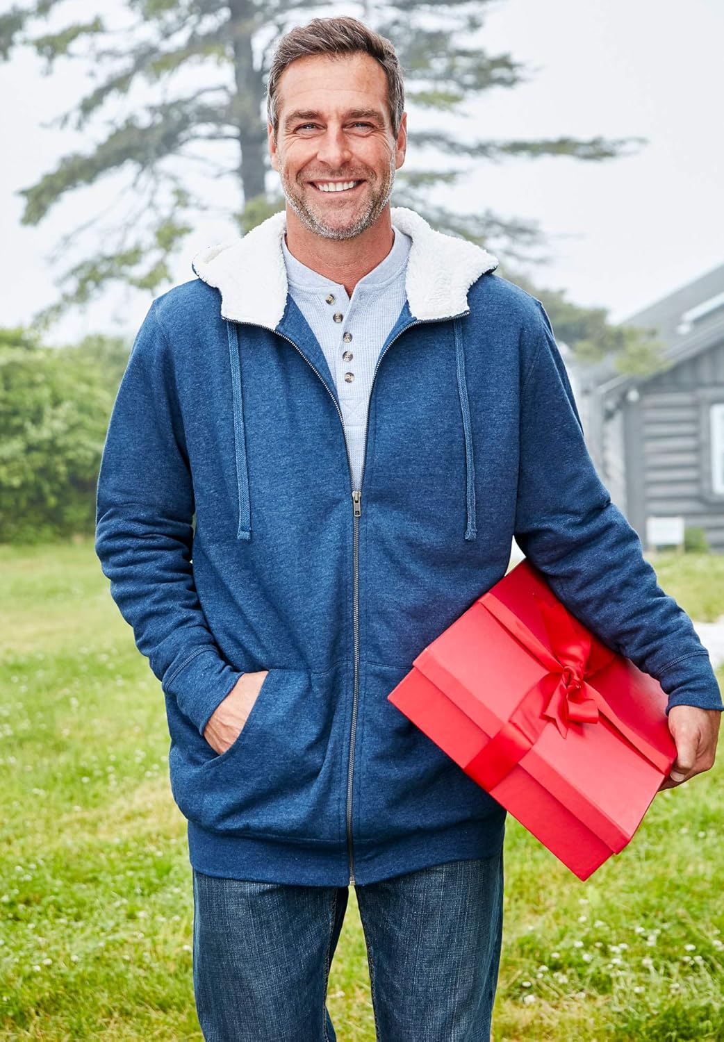 KingSize Men's Big & Tall Sherpa-Lined Fleece Zip Hoodie - Big - 3XL, Heather Charcoal Fleece Jacket at  Men’s Clothing store