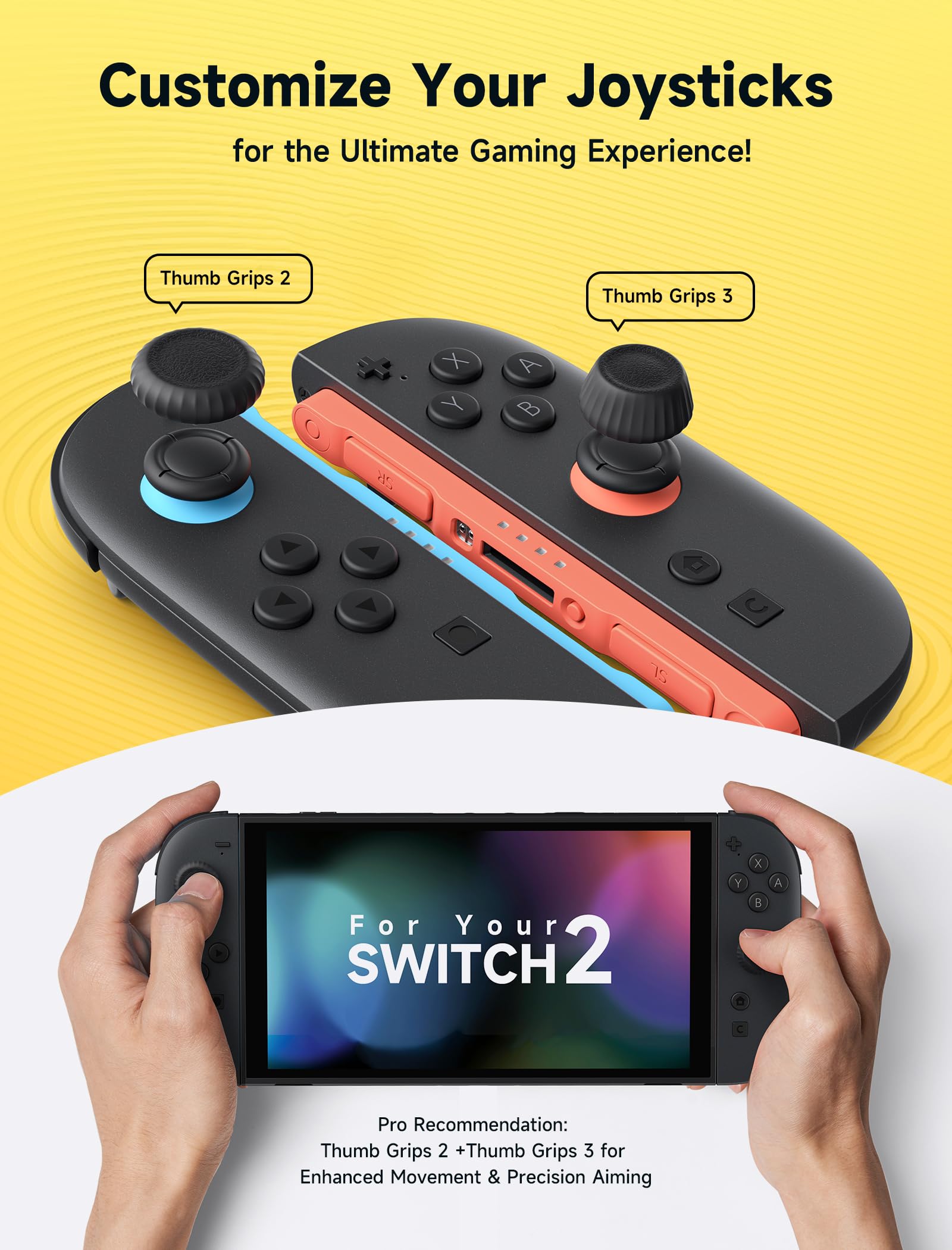 JSAUX Joystick Kappen für Nintendo Switch 2 (2025 Rutschfestes Upgrade), Switch ersatzteile, Verbesserter Gaming-Grip, Komfortabel & Langlebig, Switch 2 joycon Controller Zubehör – Schwarz (6 Stück) 4