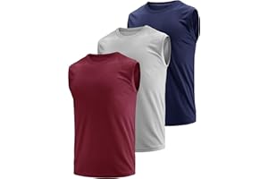 TCHUMUM Men's Dry Fit Moisture Wicking 3 & 5 Pack Tech Quick Dry Sleeveless Shirts Mesh Crew Active Athletic Tank Tops