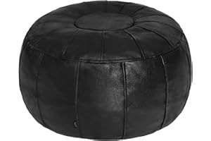 Thgonwid Unstuffed Moroccan Ottoman Pouf Cover, Ottoman Footstool Storage Solution, Bean Bag Chair, Foot Rest, Black