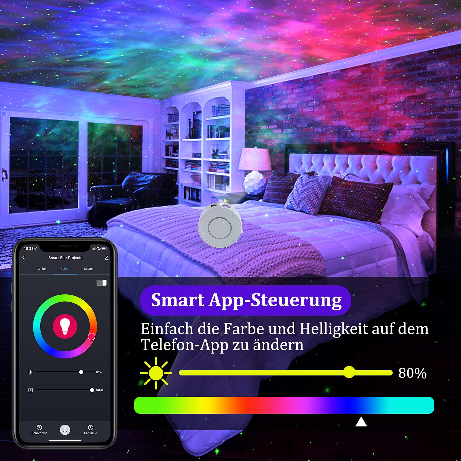 LED Smart Starry Sky Projector, WiFi LED Star Projector 3D Galaxy with App Voice Control, Timer, Compatible with Alexa Google Assistant