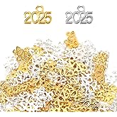 120pcs 2025 Year Charms, 0.51x0.32 Inch Mini 2025 Signet Charms Zinc Alloy 2025 Pendant Graduation Tassel Charms for DIY New Year Gifts Crafts Necklace Bracelet Keychain Jewelry Making (Gold, Silver)