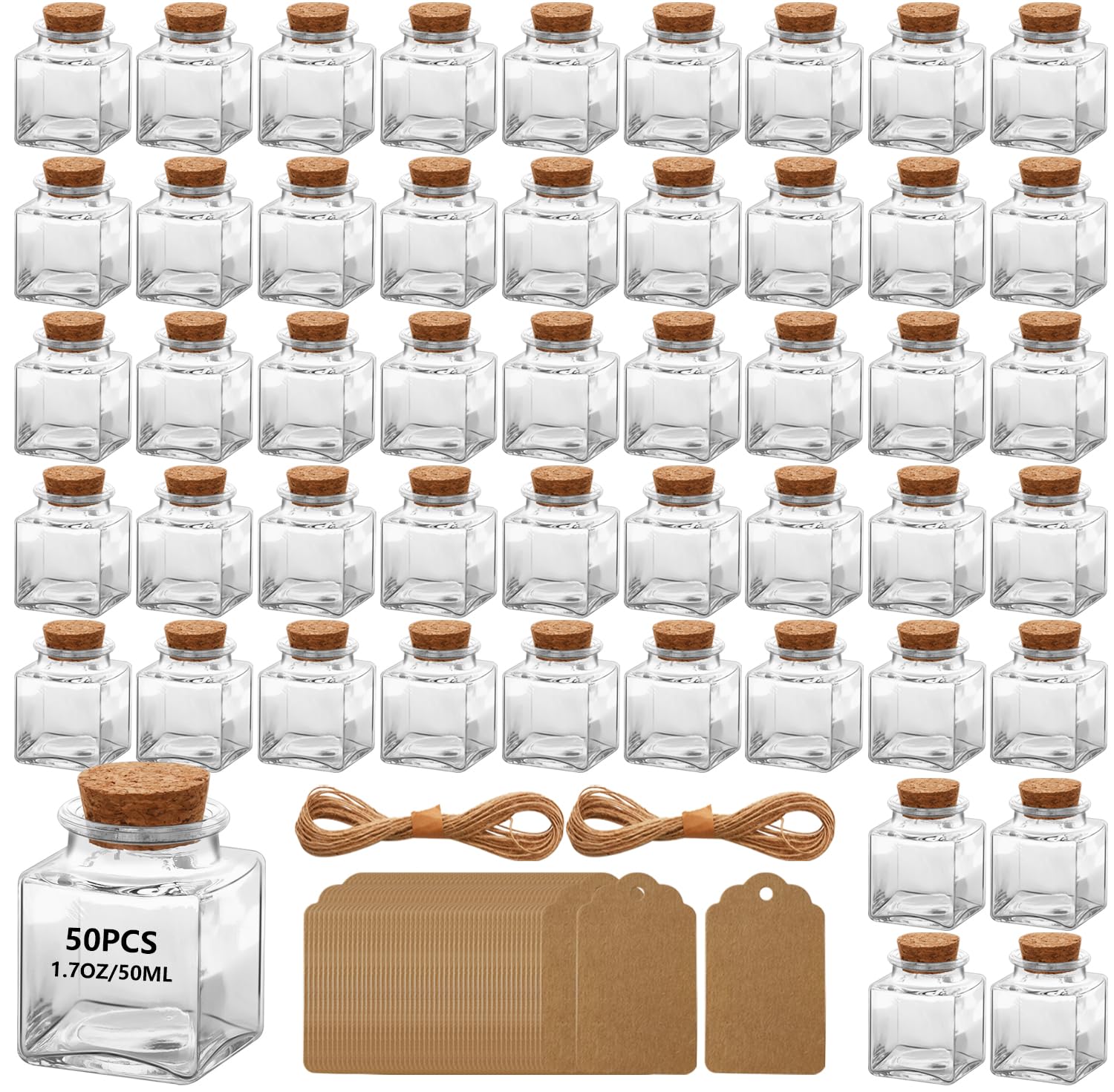 Photo 1 of 25Pcs 1.7oz Mini Glass Bottles, 50ml small Bottle, Jars with Wood Cork Stoppers, Wish Bottles, Message Bottle for Wedding Favors, Baby Shower Favors, DIY Craft (25)