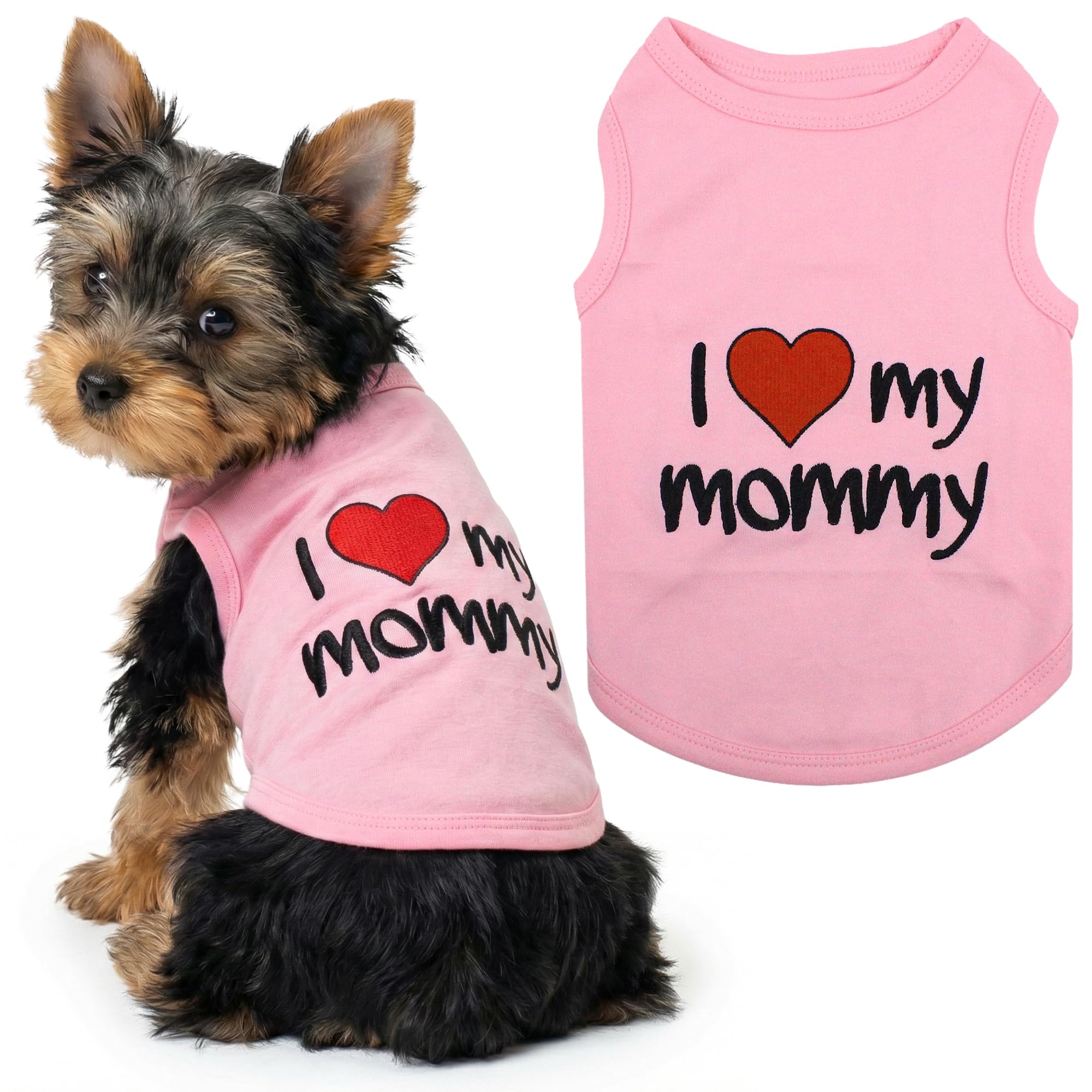 Parisian Pet I Love Mommy Dog T-Shirt, X-Small, Pink