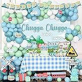 Chugga Chugga Chao Chao Party Decorations, Train Birthday Party Decorations Boy, Chugga Chugga Chao Chao Birthday Balloon Garland Backdrop Railroad Crossing Banner Train Themed for Boy