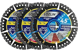 LOZLIN 3-Pack 4.5" Diamond Multi-Purpose Saw Blades - Heavy Duty Angle Grinder Discs for Cutting Marble/Quartz/Stone/Tile/Met