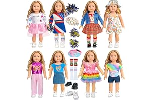 18-inch-Doll-Clothes-Accessories ARTST 18 Doll Accessories American Doll Clothing Dress Outfit Set with Hat Shoes Socks WaistBag for Girls