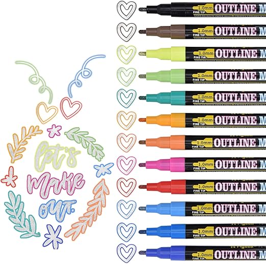 Outline Stift Double Line Marker Glitzerstifte Fur Kartenschreiben Geburtstagsgrusskarte Scrapbooking Malen Diy Kunsthandwerk 12 Farben Acrylstifte Ratel Doppelte Linie Stift Schreibwaren Burobedarf Schreibwaren Suenaacampo Com