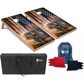 Tailgating Pros American Themed Lightweight Corn Hole Board Set w/Bean Bags and Carrying Case - 4'x2' Cornhole Toss