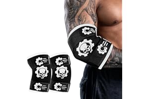 M MANUEKLEAR MANUEKLEAR 5mm Neoprene Weight Lifting Elbow Sleeves for Men (1 Pair), Elbow Sleeves Weightlifting Men with 2 Adjustable Compression Straps for Bench and Powerlifting & Weightlifting
