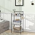 MallBoo 3-Tier Metal Freestanding Storage Shelf,Standing Bathroom Shelves with 3 x PP Shelf Liners and 4 x Hooks for Laundry Kitchen Office (Black)
