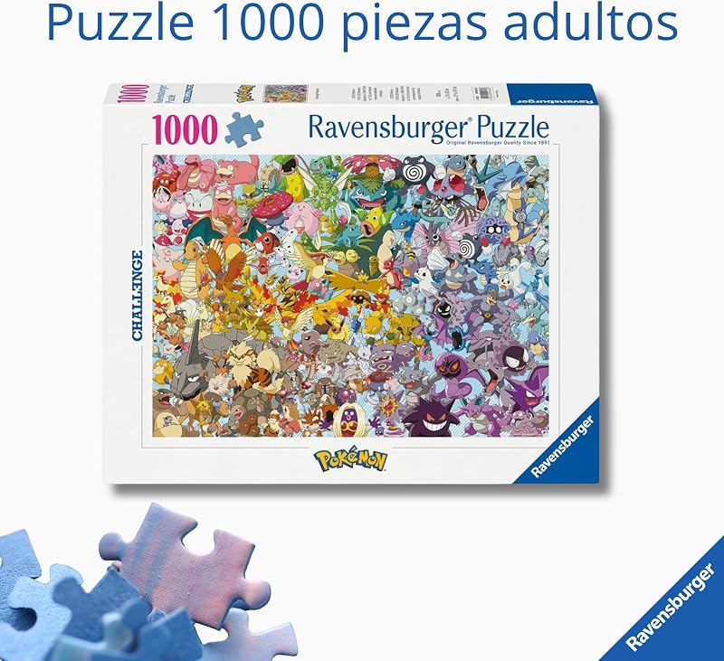Ravensburger - Desafio Pokémon | Puzzle 1000 Peças | Puzzles 1000 Adultos 70x50cm | Pokemon Puzzle 1000 Peças | Puzzles Adultos & Crianças +14 anos