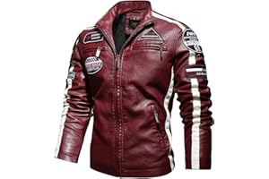 CBYEZY Stand-up collar men's motorcycle leather motorcycle racing suit color-blocking PU simulation leather jacket