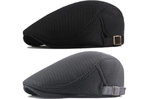 BABAHU Men's Breathable Summer Newsboy Cap Gatsby Flat Cap Lvy Irish Hats Driving Cabbie Hunting Cap