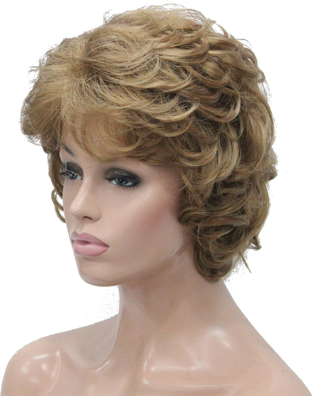 Lydell Women's Short Curly Wavy Wig Synthetic Hair Full Wig 6 inches (#19 Light Strawberry Blonde)