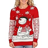 Maxure Christmas Sweaters for Women, Pullover Knitted Funny Sweater Women's Winter Festive Christmas Outfits Top Shirt
