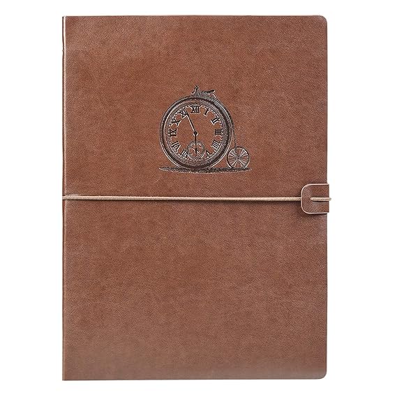 VEESUN Leder Notizbuch A4 mit Gummiband, Vintage Blanko Tagebuch Nachfüllbar Skizzenbuch Leer Buch zum Selber Gestalten Ringb