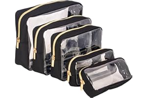 Remobia Hicol TSA Approved 5-Piece Diaper Bag Organizer Pouch Set Clear Waterproof TPU Kids Toiletry Storage Set Travel Packing Clutch Cube Bags for Baby Nursing