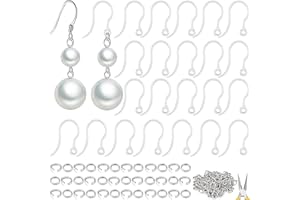 OWLKORMY 60pcs Safety Non-Allergenic Plastic Earring Hooks Ear Wire Anti Allergy Hooks Earring Findings DIY Jewelry Making for Sensitive Ears (Clear60pcs+Connector200pcs)