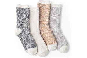 Snuggle Sac Warm Fuzzy Socks Christmas Socks for Women Super Soft Cozy Winter Slipper Socks Set Birthday Gifts For Her 4Pairs